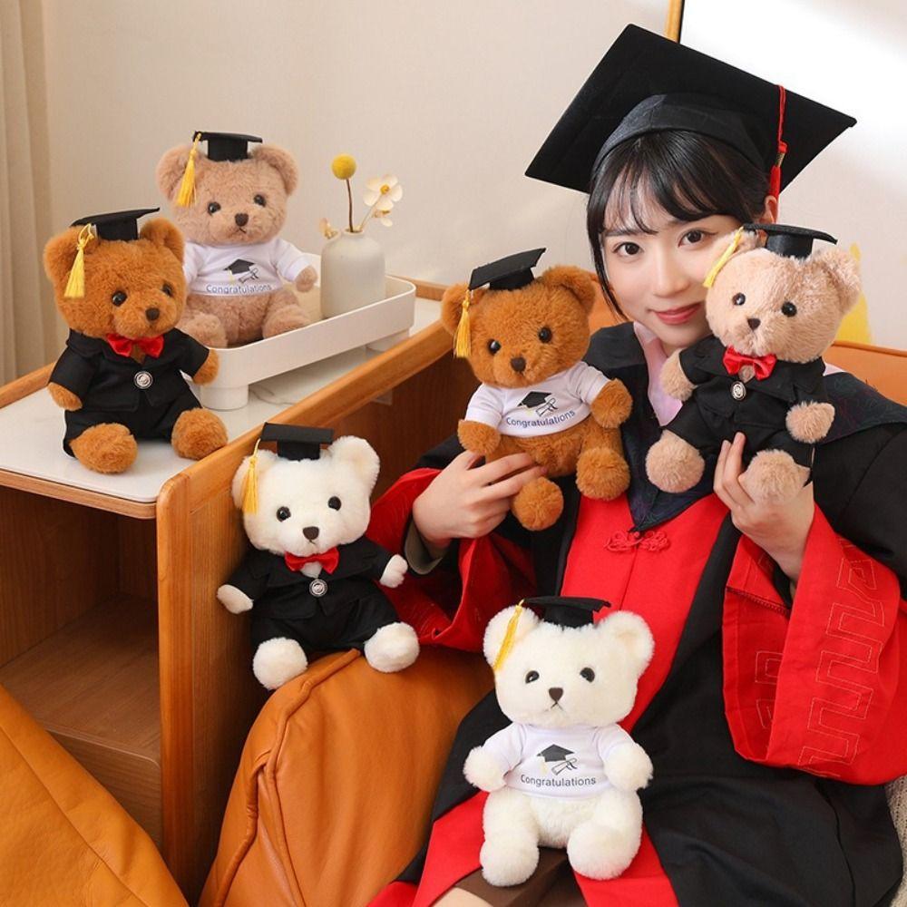 With Doctorial Hat Bachelor Bear Plush Toy Stuffed Toy Sitting Bear Plush Toys  Graduation Season