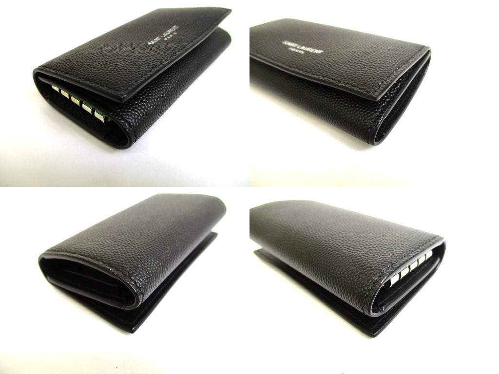 Authentischer Saint Laurent Paris YSL Schwarzes Leder 4 Bilder Schlank Schlüsselanhänger #b064 Vom Verkäufer überholt