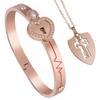 Set di Braccialetti con Lucchetto d'Amore Chiave per Coppia Creativa Transfrontaliera in Acciaio al Titanio