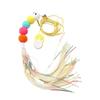 Hanging Cat Toy For Door Mounted Self-Play Elastic Rope Plush Caterpillar Feather Bell Teaser Toy For Feline Interaction
