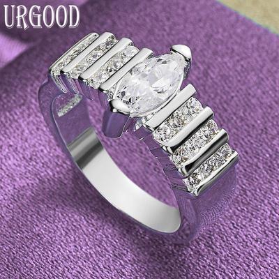 925 Sterling Silver Classic AAA Zircon Ring Fashion Gift Party Jewelry