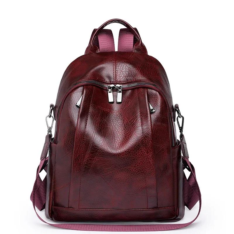 PU Design Women's Backpacks Simplicity Trend Zipper Versatile Large Capacity Ladies Bags