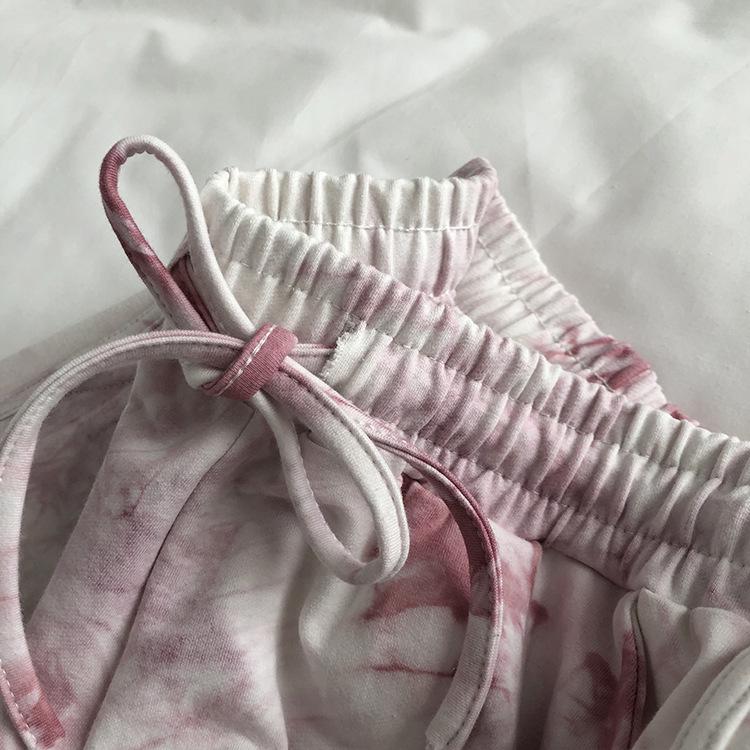 Pantaloni scurți casual de damă cu picioare largi, vopsiți în cravată, vara 2025