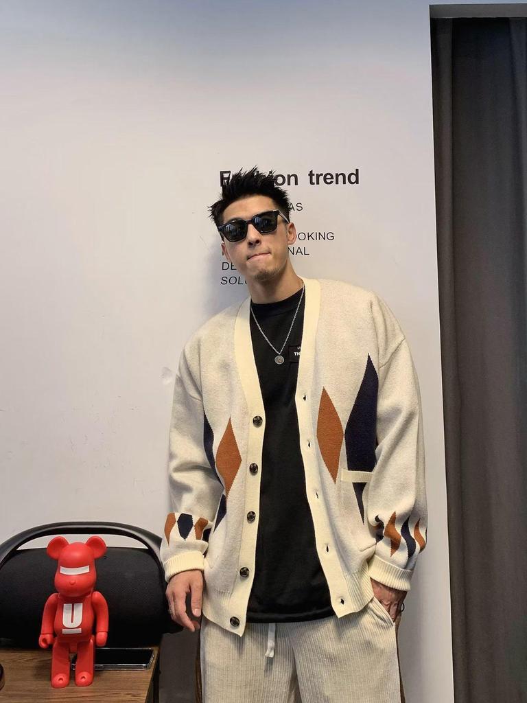 Cardigan en maille tendance coupe ample pour homme - Style Hong Kong High Street Printemps