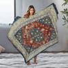 Vintage Embroidered Blanket Throw Soft Fleece Bed Sofa Decorative Rug Tapestry Cushion Cover Home Decor Gift