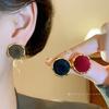 Silver Needle Flocked Round Square Stud Earrings: Elegant and Versatile High-End Jewelry