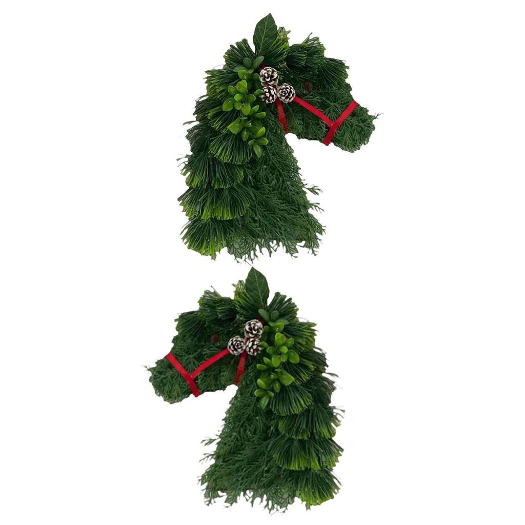 Artificial Christmas Wreath Horse Head Party Decorative Xmas Wreath Holiday Garland for Porch Wall Farmhouse Wedding Fireplace