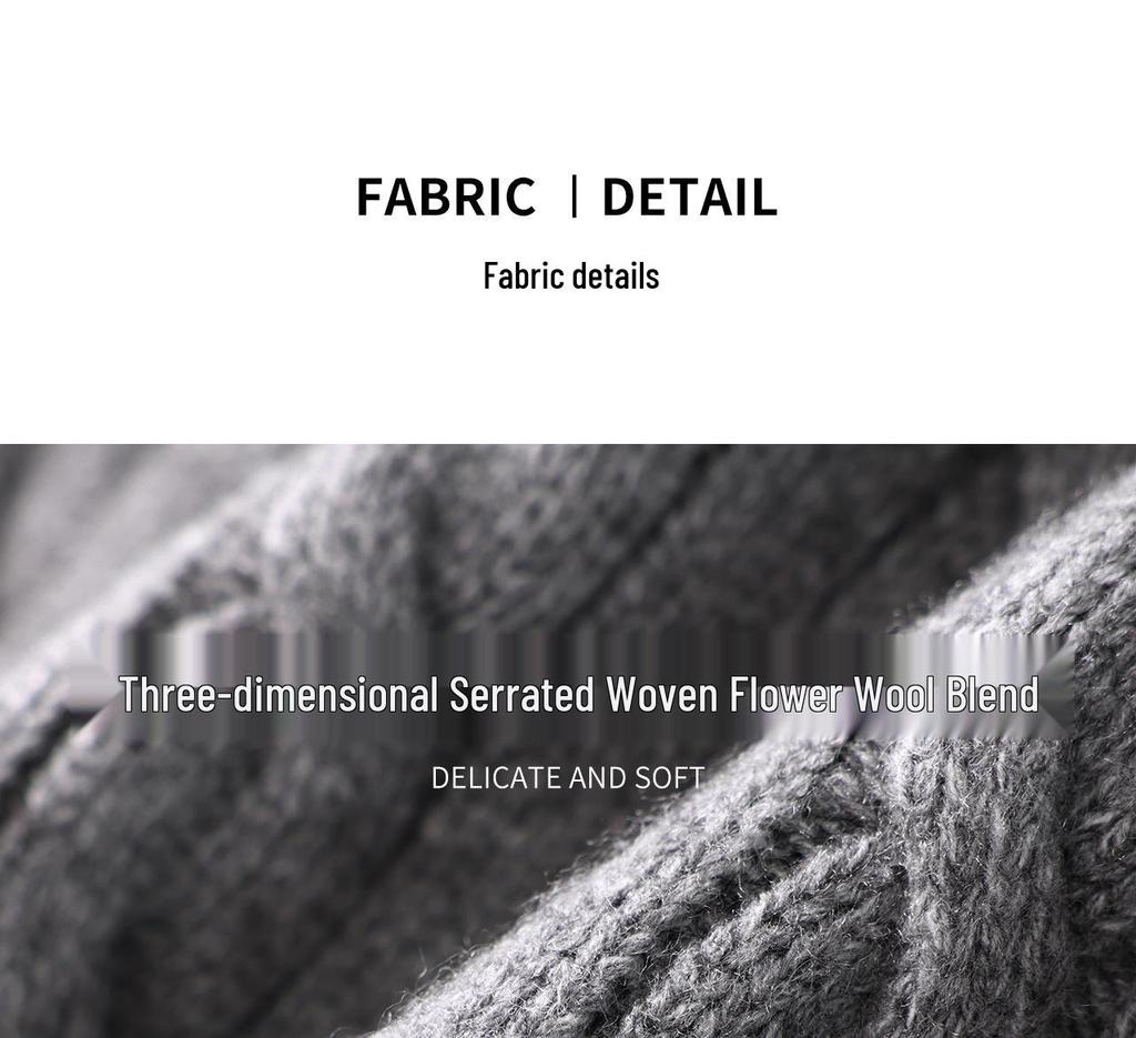 Retro Fair Isle Jagged Knit Wool Thick Cardigan Sweater