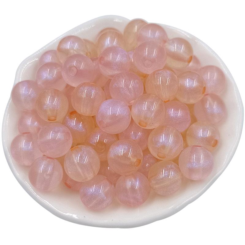 50Pcs Round Fluorescent Scattered Beads Fashion Pendant Bracelet Necklace Two-color Group Acrylic Handmade Materials 10mm Jewelry Making