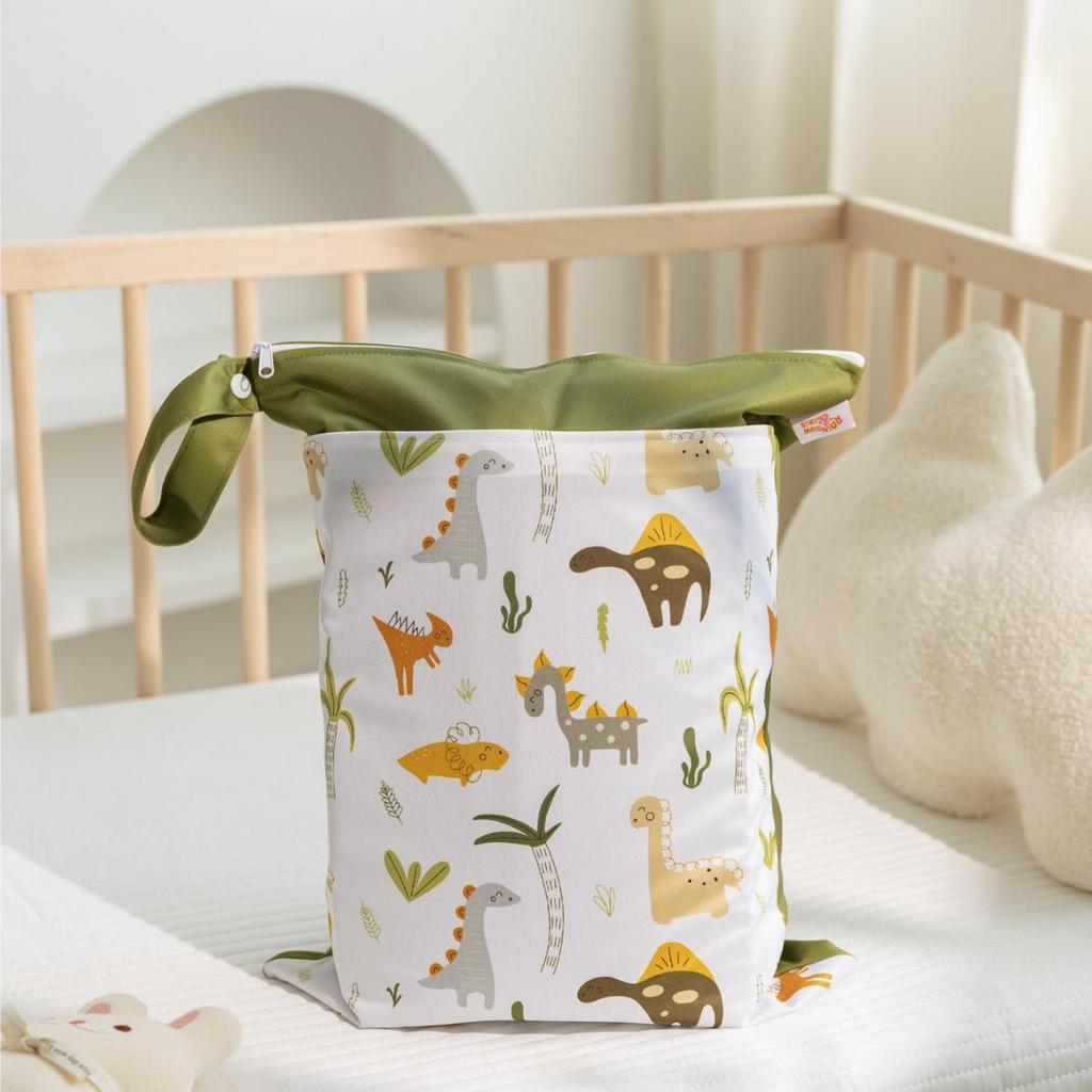 Nordic Dinosaur Baby Room Storage Bag - Waterproof Double Layer Wet/Dry Hanging Bag