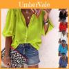 Elegante Top Camicia da Donna a Manica 3/4 Comodo Vestibilità Larga Camicetta Bottoni T-shirt