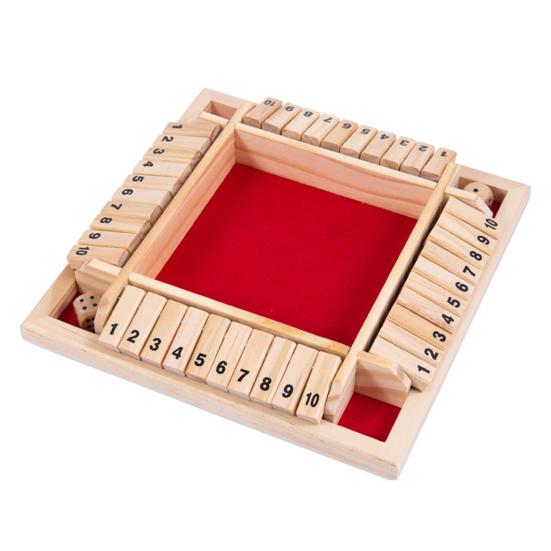 

Настольная игра Shut The Box 4 игрока Деревянная настольная математическая игра Детская Взрослая Семейный вечер Вечеринка Образовательная 4-сторонняя 10-числовая кость Классическая настольная игра