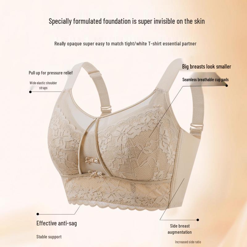 Plus Size Full Coverage Push-Up Bra: Anti-Sagging, Adjustable, Side Support for Large Busts