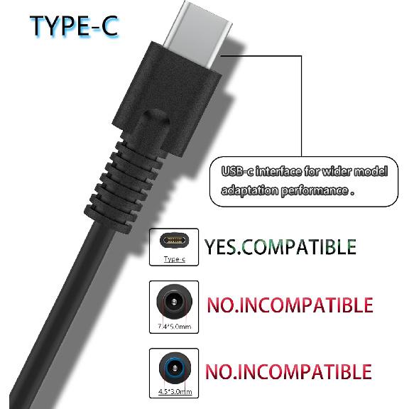 65W M54350-001 USB C Laptop Charger Fit for HP ProBook 430 440 450 640 EliteBook 830 735 755 840r 856 Spectre X360 13 15 Chromebook X360 11 14 15