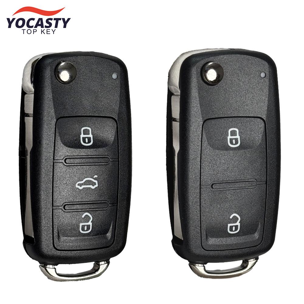 Yocasty Remote Car Key Shell Case Cover For Vw Passat Polo Golf Volkswagen Skoda 2 3 Button Flip Hu66 5K0837202Ad