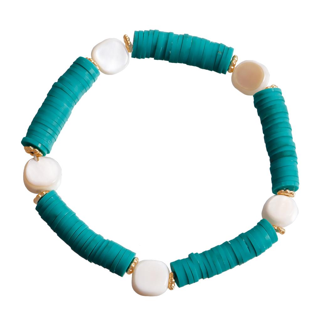 Bohemian Resort Beach Wind Colorful Pottery Sheet Beaded Necklace Women'S Wind Bracelet Charm