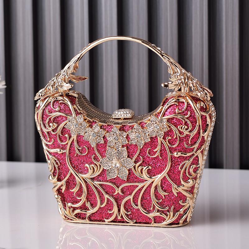 

Red Woman Bags Crystal Clutch Purse Luxury Designer Brands Handbags Crown Shape Elegant Party Wedding Crossbody Bag Bing
