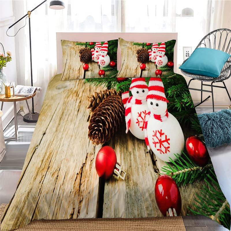 Kids Cartoon Snowman King Queen Duvet Cover Winter Quilt Cover White Snowflake Christmas Bedding Set Polyester Comforter Cover