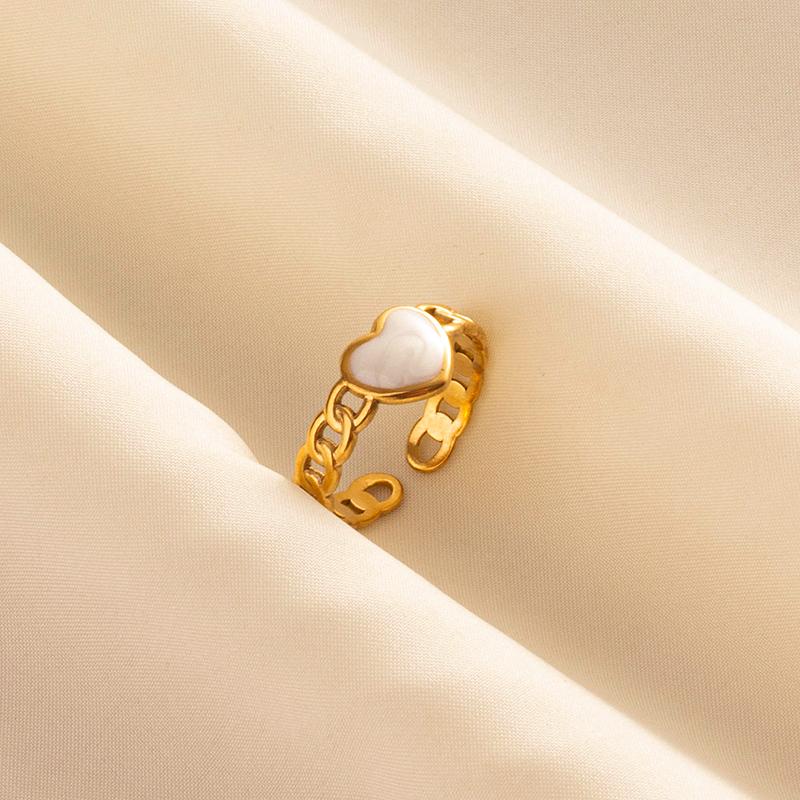 Bohemian Gold Color White Enamel Open Rings Luxury Irregular Stainless Steel Adjustable Finger Ring Women Charm Jewelry Gifts