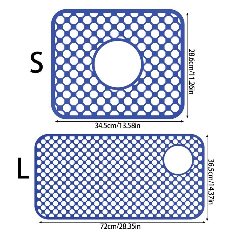 Covorașe antiderapante din silicon pentru chiuveta de bucătărie cu structură cu găuri deschise pentru spălarea vaselor, scurgerea eficientă a apei, previne zgârieturile pe ustensile