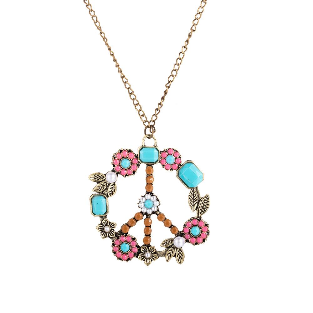 

Бестселлер ожерелье ретро индивидуальность ювелирные изделия инкрустированные жемчугом LUCKY ветер антивоенный цветок ожерелье розовый