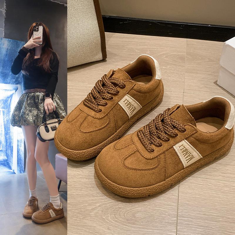 Leder Damen Kinder Herbst neu vielseitig mattes Leder hässlich süße Schuhe lässige Board-Schuhe