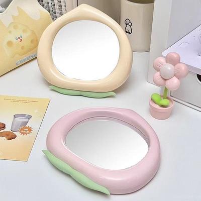 Cute Peach Shaped Desk Vanity Makeup Mirror Portable Aesthetic Folding Mirror Travel Cosmetic Mirrors Home Dormitory Decor
