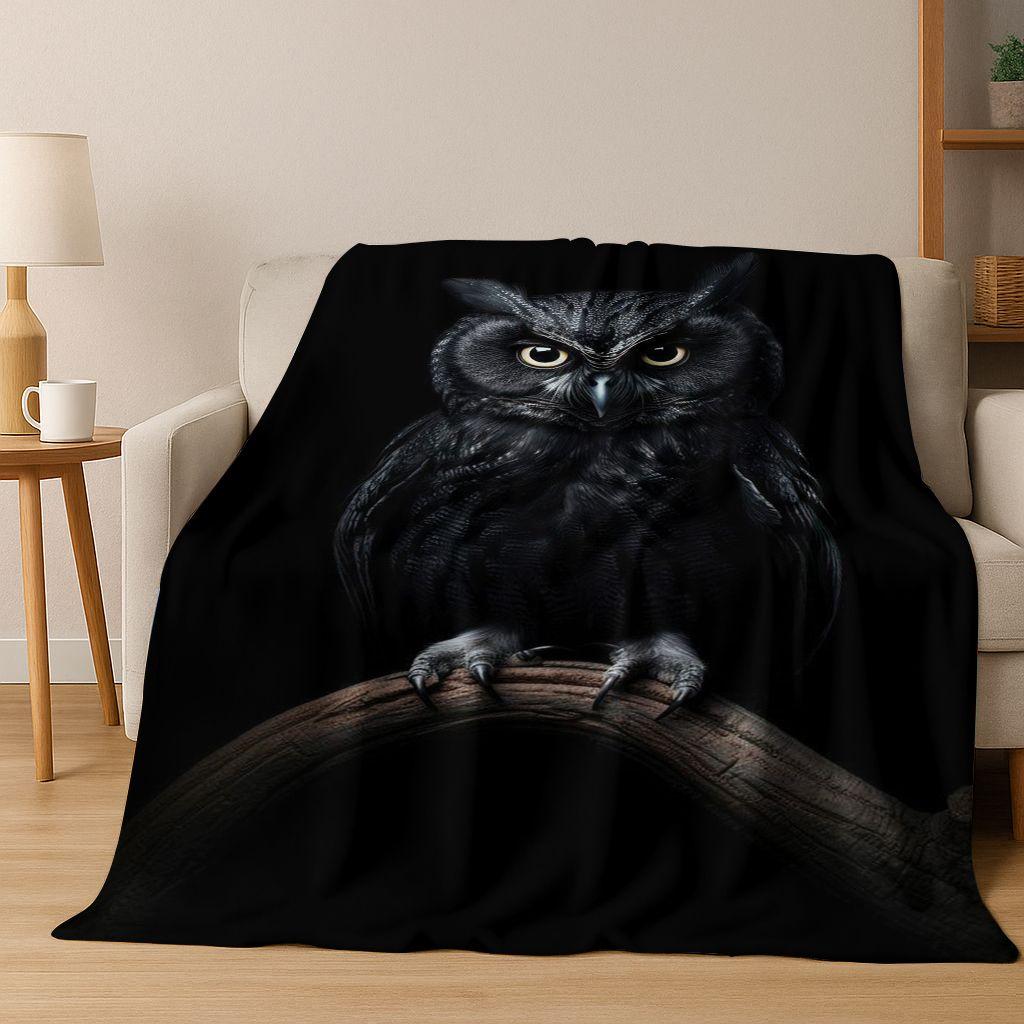 2026 New Mysterious Colorful Owl Cartoon Birds Flannel Blanket,Cozy Soft Throw Blanket for Home Bedroom Bed Sofa Cover Kids Gift