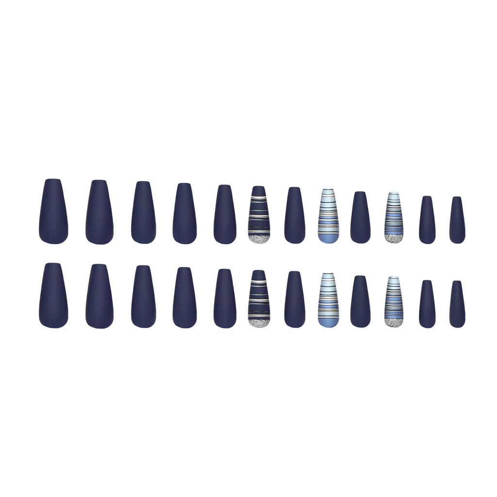 Retro Gestreift Feiner Glitzer Peeling Blau Abnehmbare Nagel Aufklebenägel