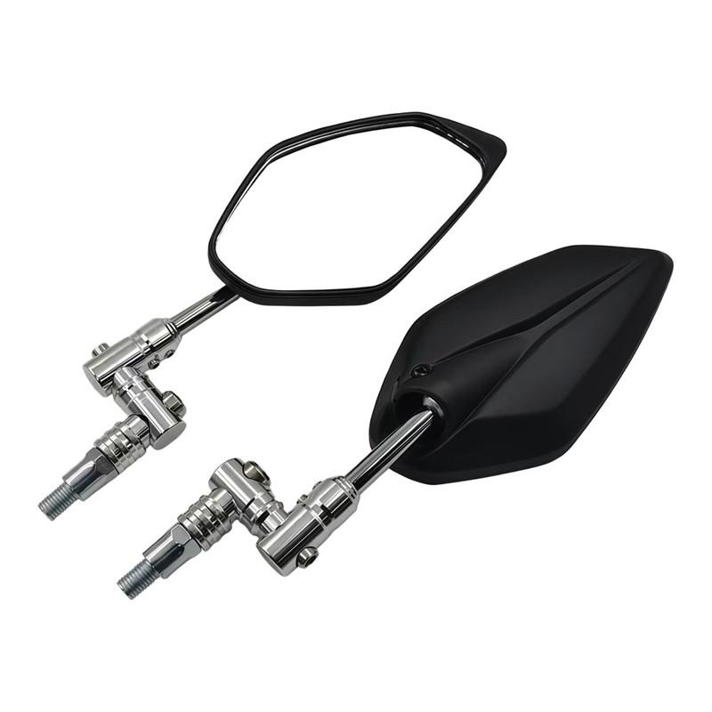 Motorcycle rearview mirrors black silver with adapter fit 10mm thread size ABS aluminum alloy rotating motorcycle side mirror