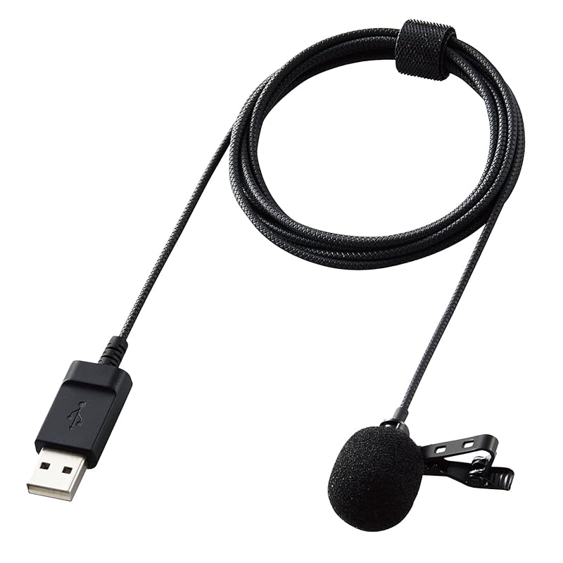 

ELECOM pin microphone with clip With wind jammer USB-A With storage pouch 1.8m black HS-MC09UBK