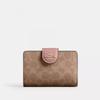 Coach Medium Corner Zip Wallet In Signature Canvas Gold White Chalk