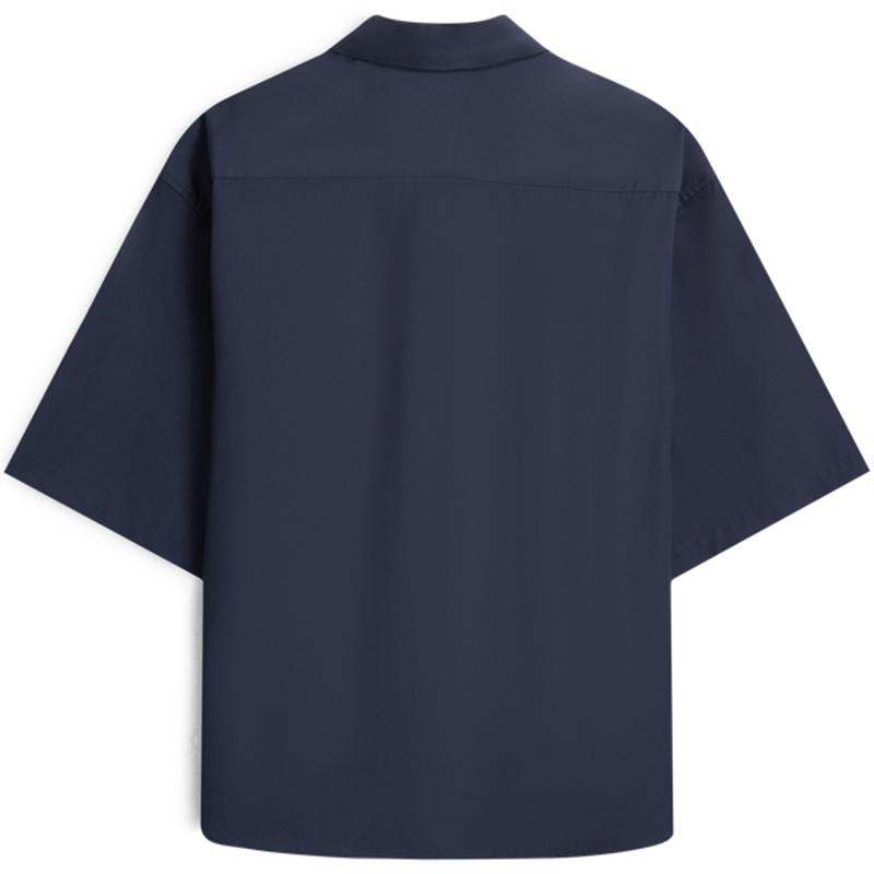 Calvin Klein Minimalist Series Loose Fit Cotton Short Sleeve Shirt Unisex shirts Navy-Blue 40769STPPK