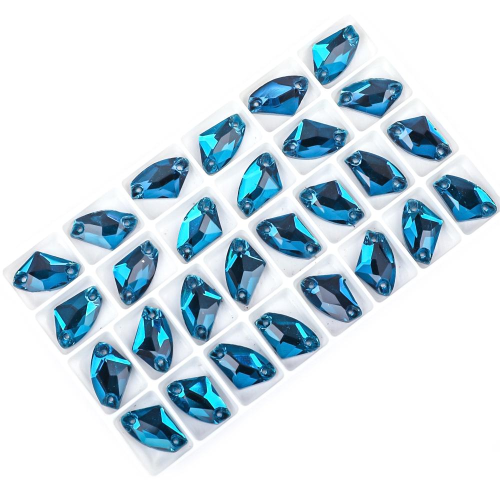 Weichen Flat Bottom Double Hole Color Axe Shape Hand Sewn Buckle Glass Rhinestone Diy Dress Wedding Dress Accessories