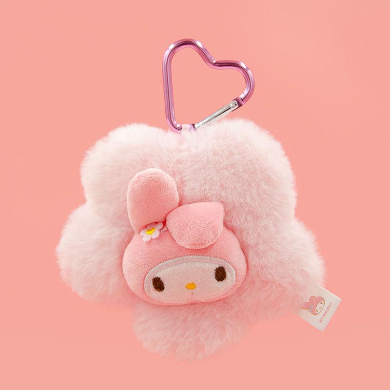Genuine Sanrio Hello Kitty Kuromi Melody Cinnamoroll Stuffed Plush Toy Flower Style Pendant Keyring Anime Keychain Birthday Gift