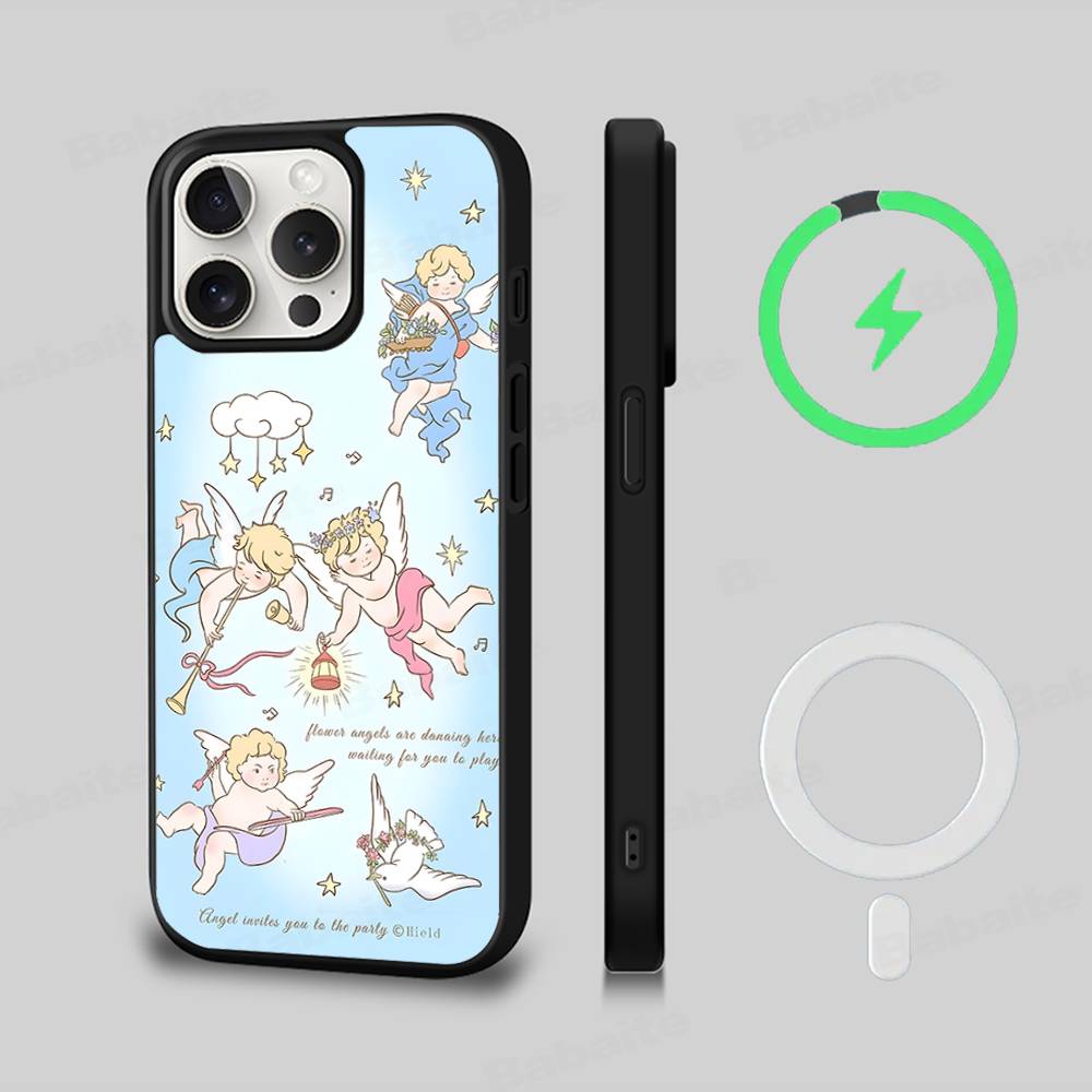 Middle Ages Retro Cupid Angel For Magsafe Magnetic Wireless Phone Case For IPhone 17 Pro 16 15 14 Plus 13 12 11 Pro Max
