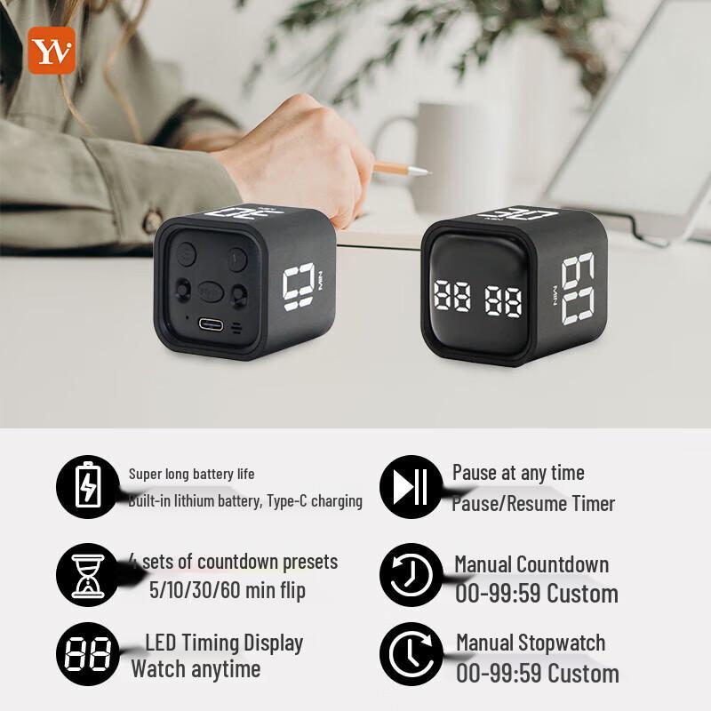 YZ Rechargeable Flip Timer with Presets & Mute