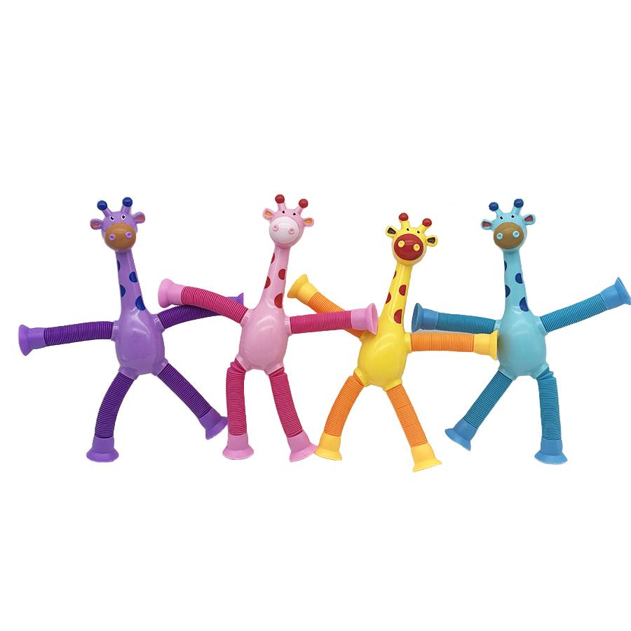Kinderen Zuignap Giraffe Speelgoed Pop Tubes Stressverlichting Telescopisch Giraffe Speelgoed Sensorisch Balg Speelgoed Anti-stress Knijpspeelgoed