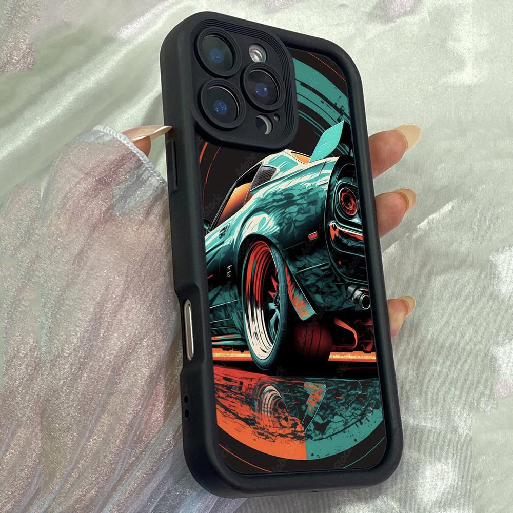 JT459 Retro Art Style of the Beautiful Car for iPhone 17 16 15 14 13 Pro Max Samsung S26 S25 Ultra A17 A07 A56 A16 Xiaomi 15T Redmi 15c 14C Soft Case