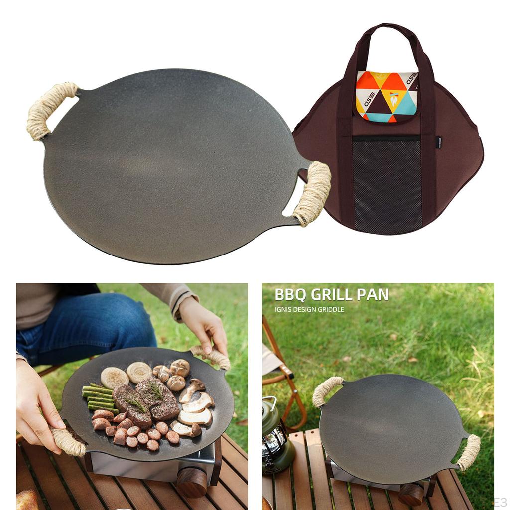 Plate with Handles Grill Pan and Pot ,Non Wok Tray Korean 30cm for Disc Barbecue Set Various Stoves