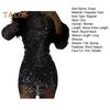 Lady Evening Dress Sequin Fluffy Faux Fur Decor Slim Fit Sheath Mini Dress Long Sleeves Mesh Prom Party Dress
