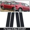 6Pcs Fit For Isuzu D-Max 2015-2021 Glossy Black PC Material Mirror Effect Car Door Window Center Middle BC Pillar Post Column Cover Trim