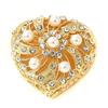 Silver-Plated Heart-Shaped Jewelry Box with Diamonds & Pearls
