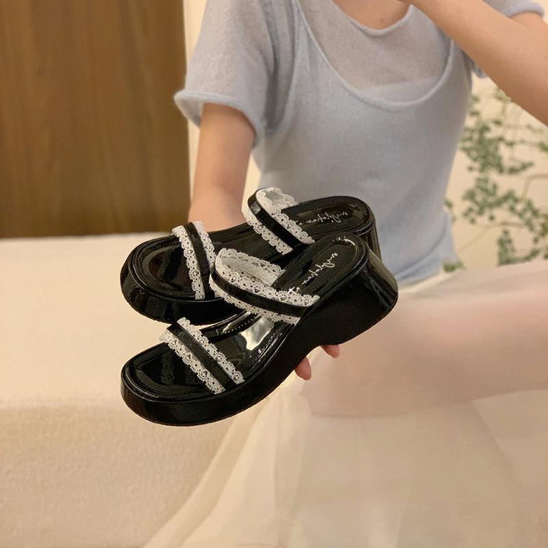 Summer Platform Wedges Heel Women Slippers Concise Dress Street Style Slides Ladies Outdoor Sandalias