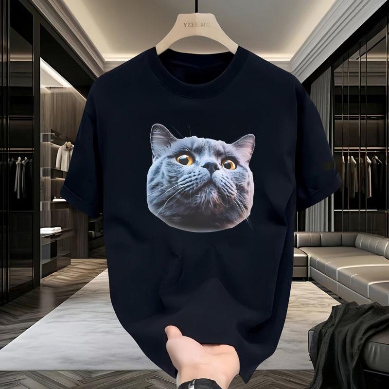 

Футболка с принтом котенка в стиле ретро для лета, мужская и женская, свободного покроя, для любителей повседневного стиля с короткими рукавами 5XL