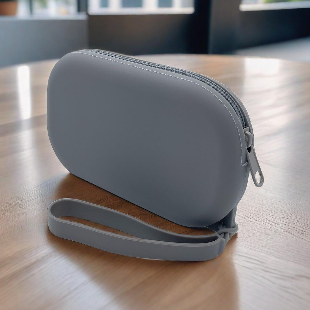 1Pc Oval Silicone Cosmetic Bag Coin Purse Large Capacity Multifunction Storage Bag Solid Color Small Item Bag Pouch