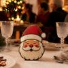 Decorative Shelf Statues Christmas Wooden Table Decorations, Santa Claus Snowman Reindeer Desktop Ornaments, Indoor Holiday Displays Distressed Tiered
