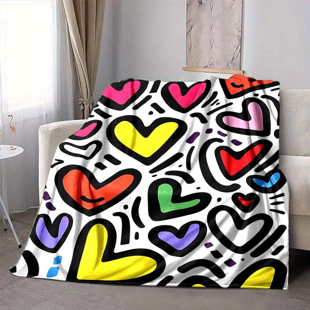 1pc Colorful Hearts Blanket Warm,Perfect for Camping And Travel, Making It a Great Gift for Any Season yy250904180