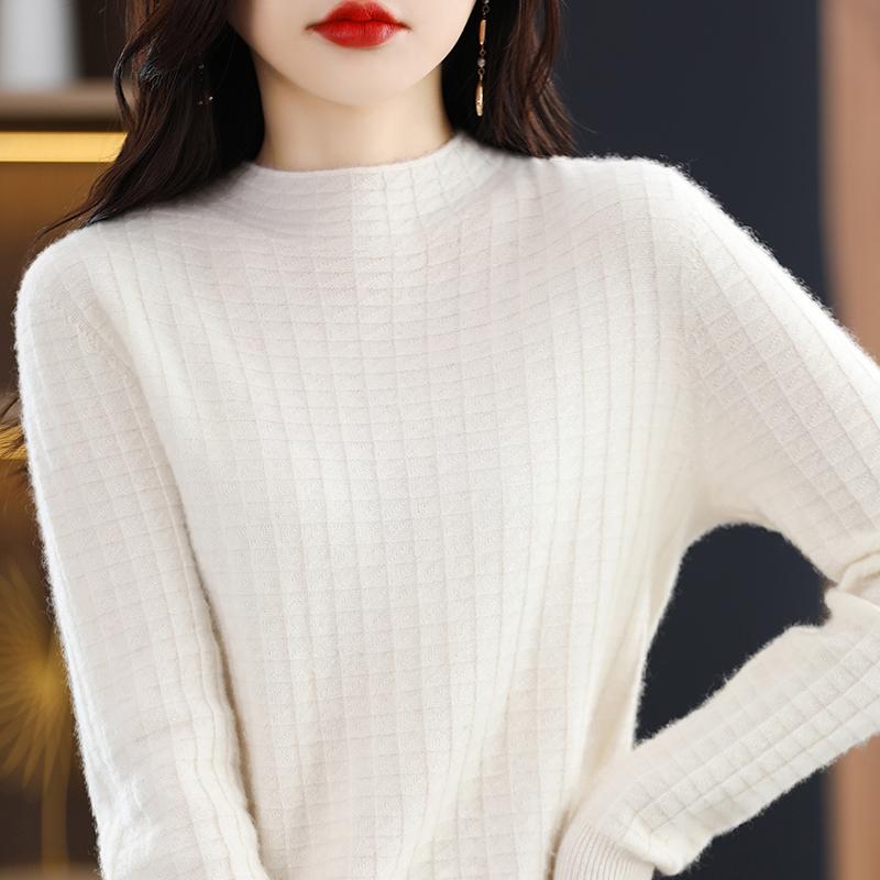 Women's Cashmere Sweater Qinghe Cashmere 30% Cashmere 70% Wool Women's Autumn and Winter Cashmere Pullover Soft and Warm
