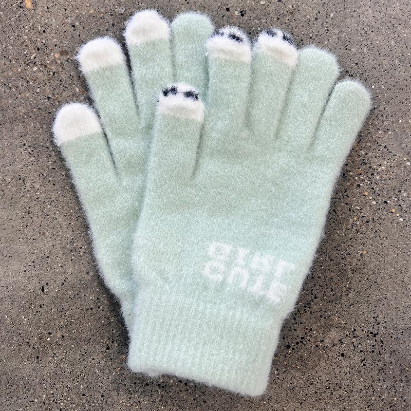 Fashionable Women S Gloves Cute Yarn Knitted Versatile Cartoon Gloves